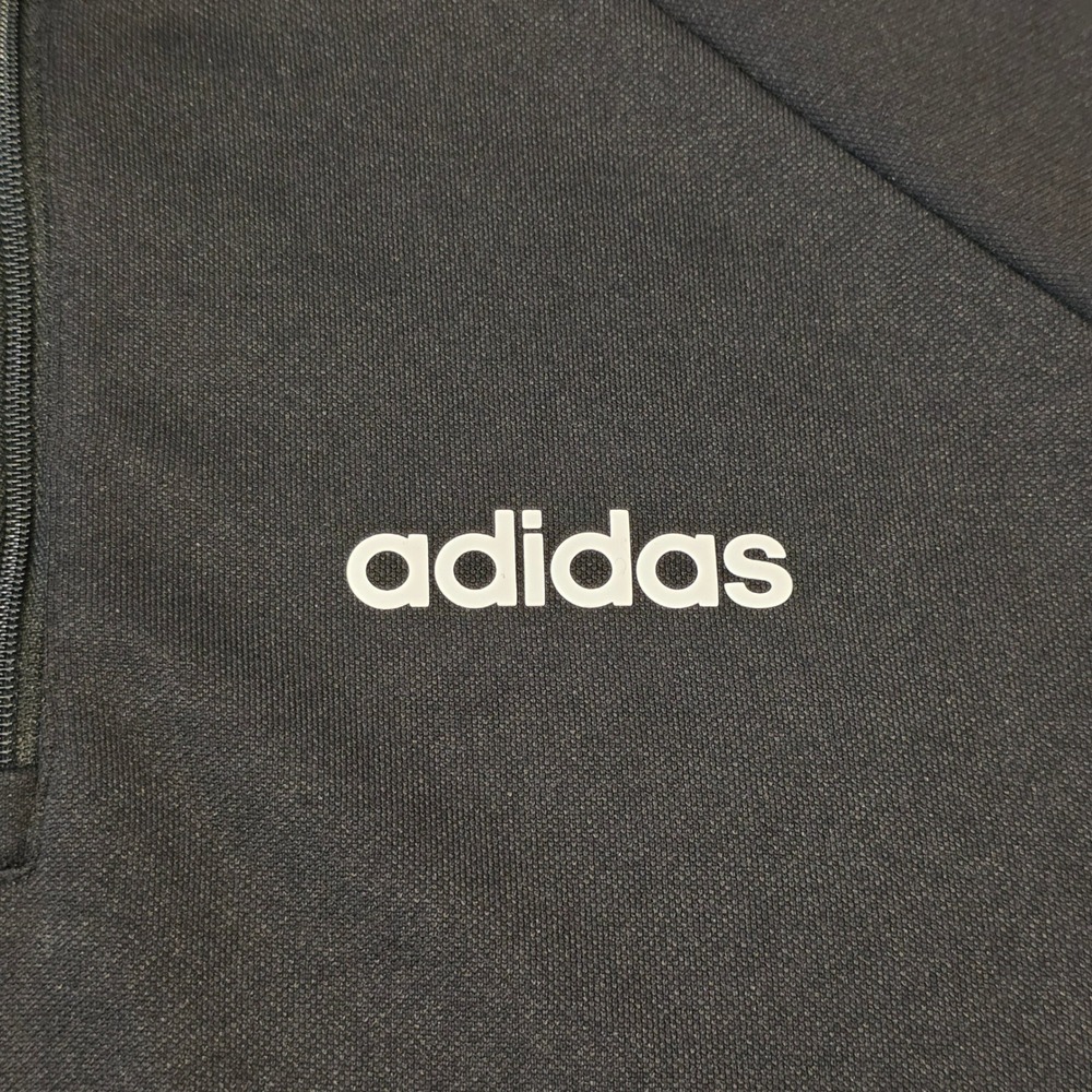 Adidas Climalite 1/4 Zip Pullover Mens Medium Black White Stripes DY3145 - Picture 4 of 9
